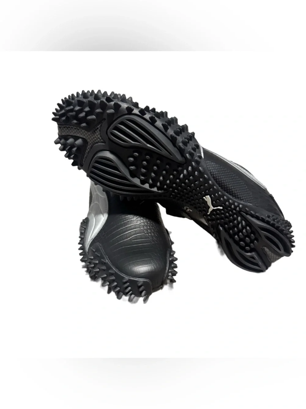 Puma Black and White Men's Spike-Studded Athletic Sneakers
